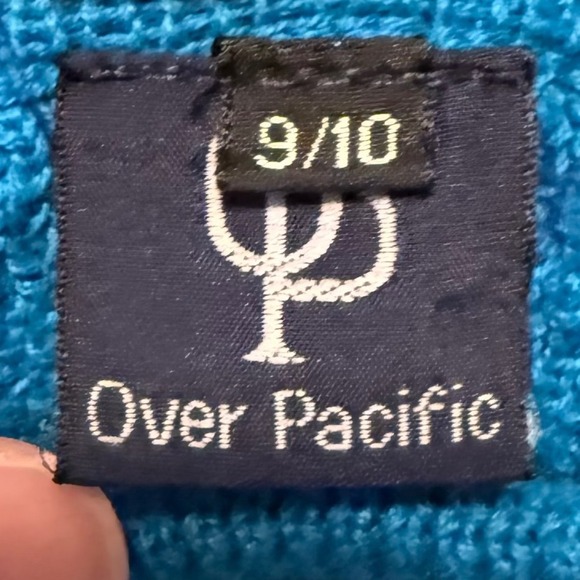 Vintage Kids Over Pacific Teal Teddy Bear Sweater Size 9/10 Fit like 7/8 READ - Picture 6 of 6
